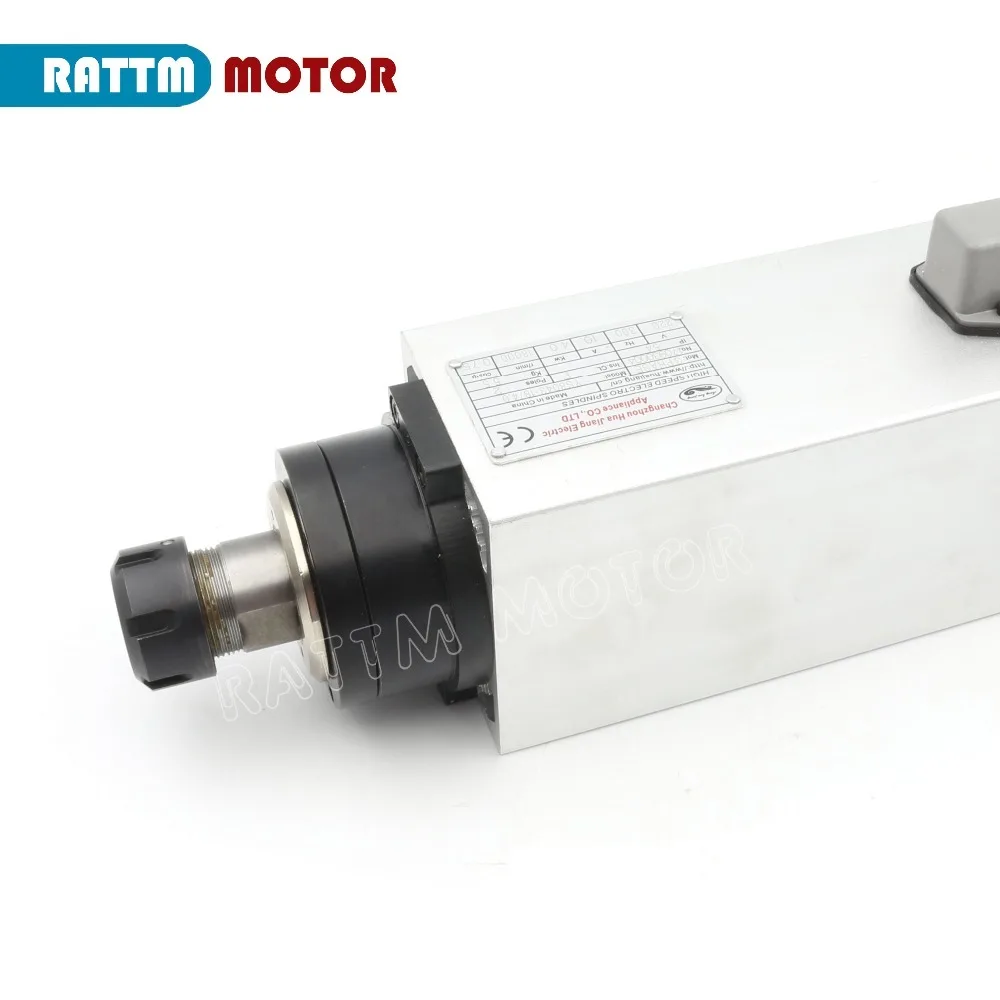 Квадратный 4kw ER25 с воздушным охлаждением мотор шпинделя 4 подшипники и 4kw VFD преобразователь контроллер 220 В для фрезерного станка с ЧПУ