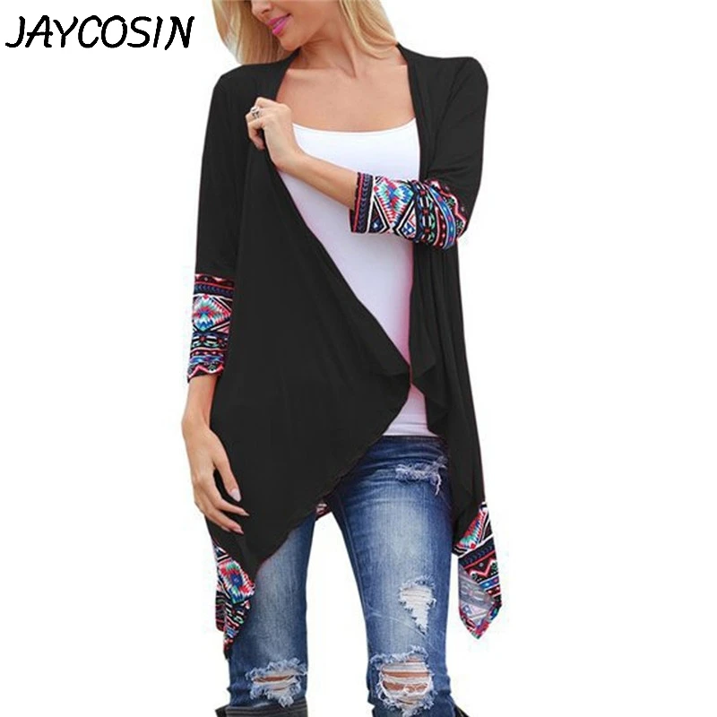 

JAYCOSIN Autumn Winter Women Sweaters Casual Solid White long Sleeve Leisure Mosaic Flower Long Cardigan Sweater Coat jy25