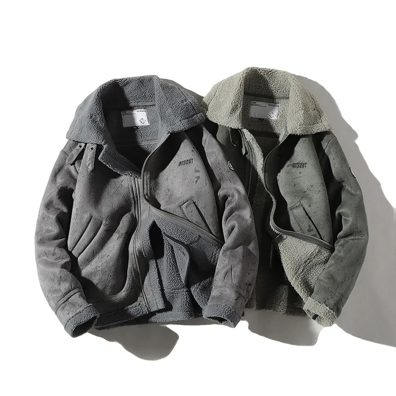 

Northern Boundary Men'S Wear Shu 2019 Winter New Style Fashion Lambs Wool Thick Fold-down Collar Tooling Jacket