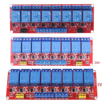 

8 channel relay module 5V/12V/24V high and low level trigger relay control with optocoupler for PLC automation equipment control