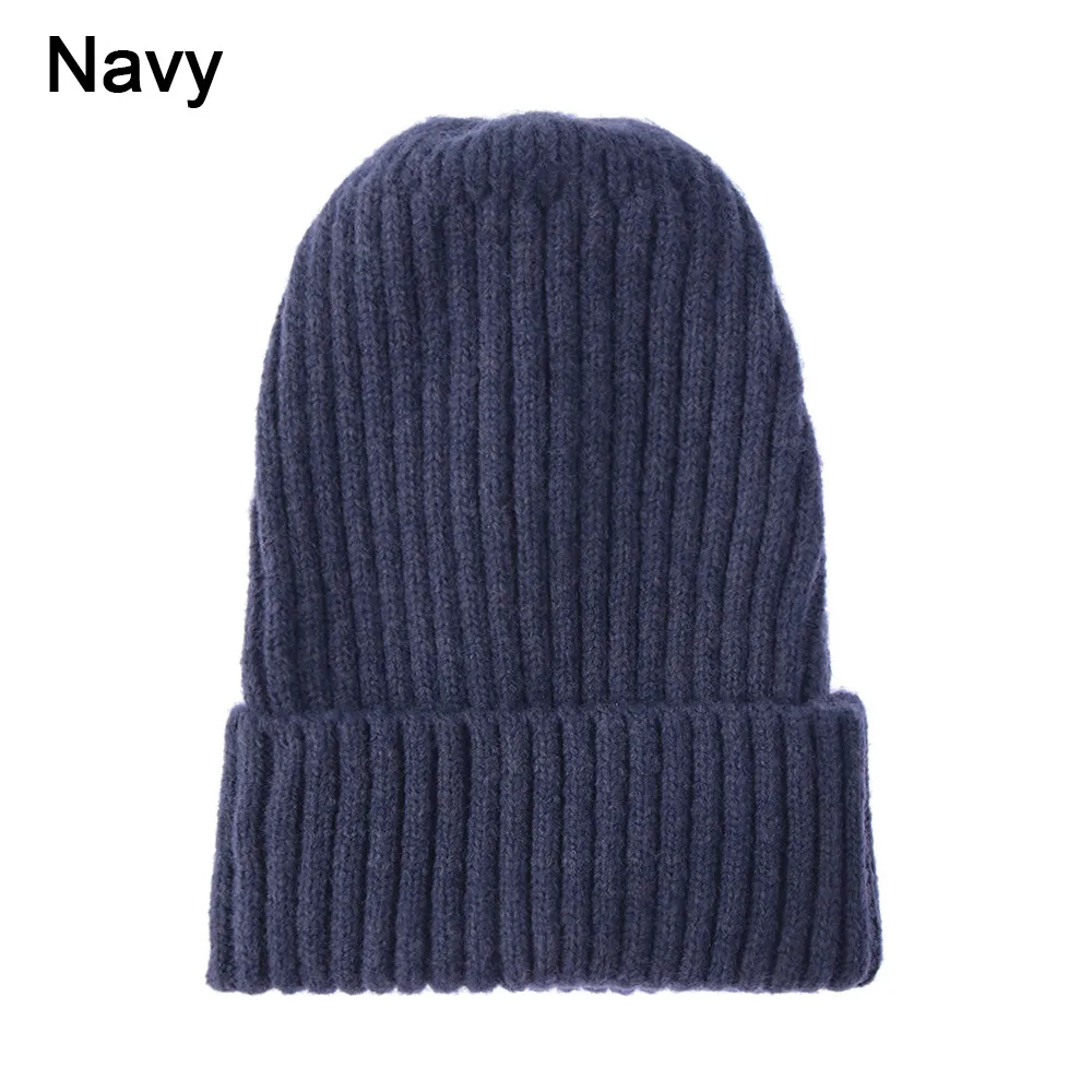2-navy Осенне-весенняя 1 шт. модная зимняя теплая шерстяная вязаная шапка унисекс для женщин и мужчин, вязаная Лыжная шапка, Очаровательная ветрозащитная шапка - Цвет: 2-navy