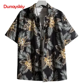 

Floral Beach Men Casual Summer Hawaii Party Hawaiian Shirt Print Short Sleeve Button Loose Seaside 5XL Plus Size Couple's Shirts