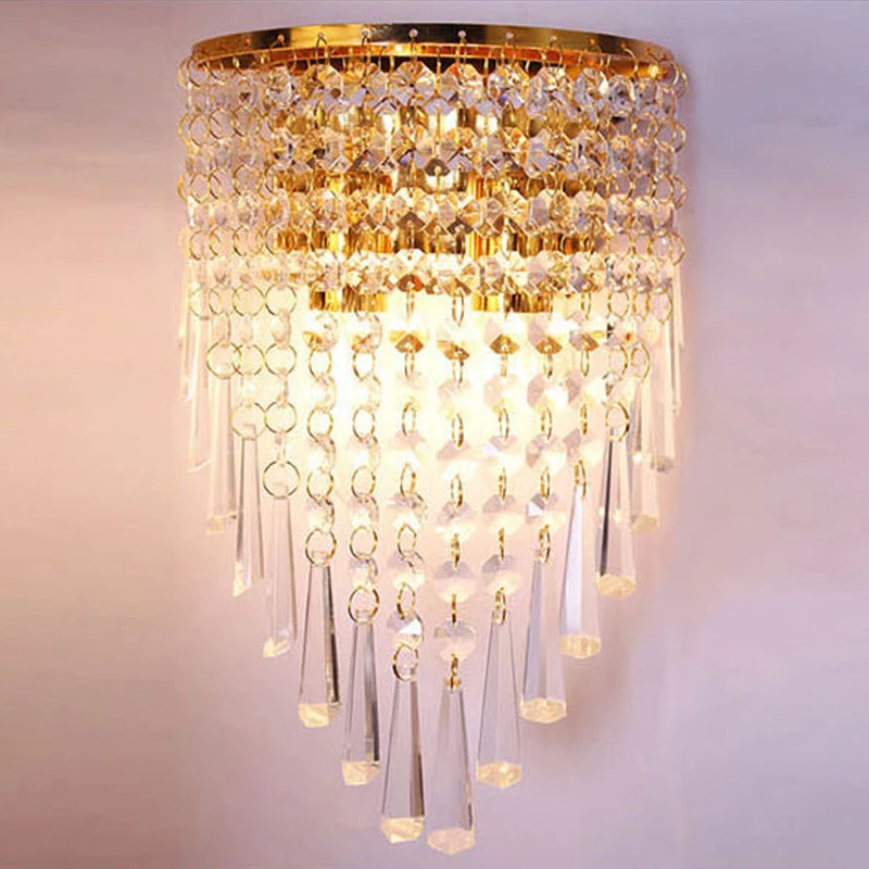 

Modern Crystal Wall Lamp Chrome Sconce Wall Light For Bathroom Living Room Home Indoor Lighting Decoration Bulb Not Included