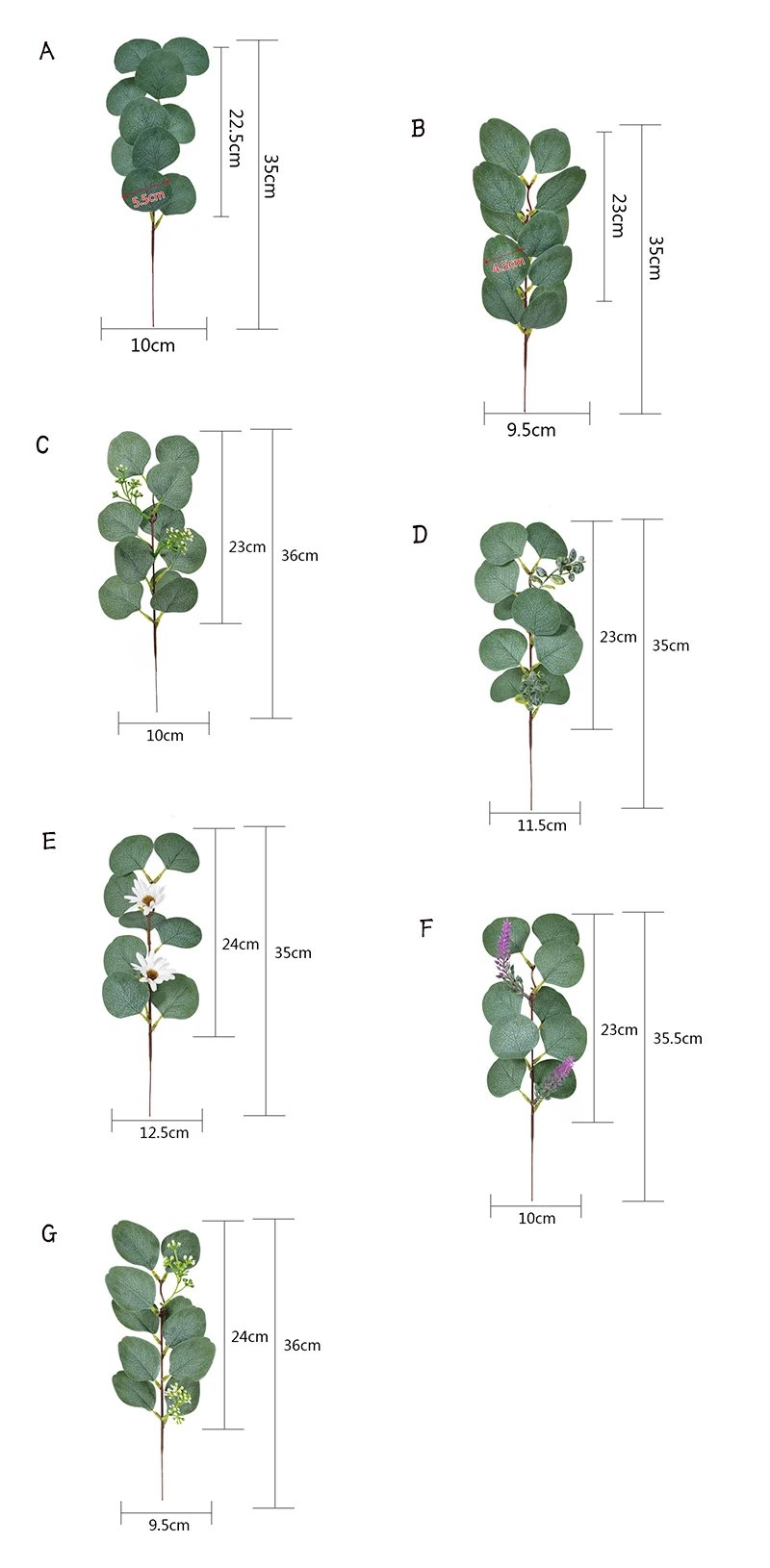 5pcs Artificial Eucalyptus Plants Small Branches wedding DIY Flower Arrangement Accessories Silk Green flower leaf Home Vase flowerpot Decor (17)