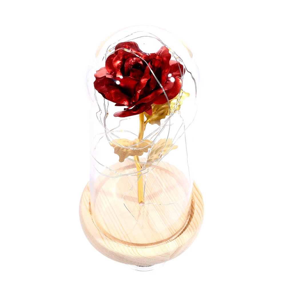 5 цветов Красивая красная роза в стеклянном куполе на деревянной основе светодиодный светильник Роза для подарков на день Святого Валентина светодиодный лампы с розами Рождественская свадьба