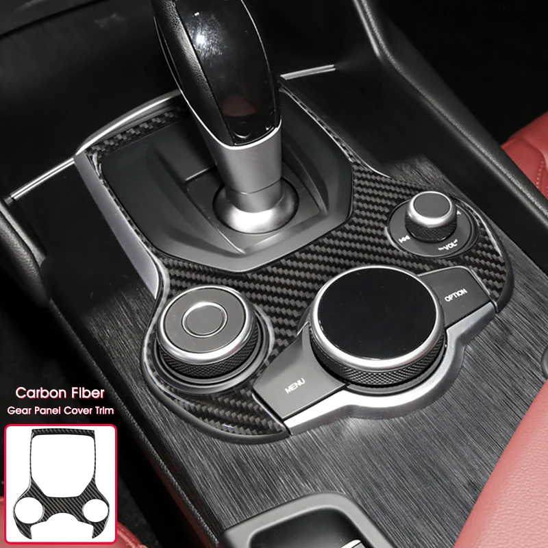 

Carbon Fiber Decorative Sticker For Alfa Romeo Giulia Stelvio Gear Panel Cover Stickers Gear Shift Knob Panel Modified Interiors