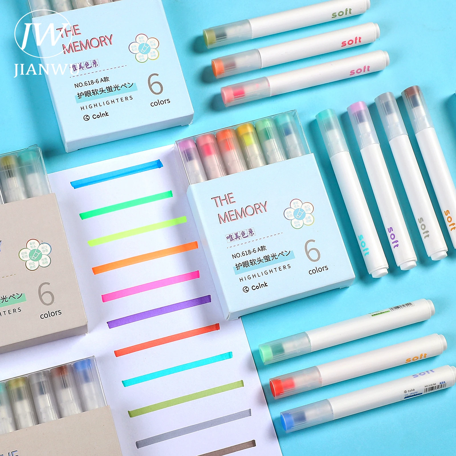 JIANWU Multicolor Highlighter ขนาดใหญ่ความจุหมึกเฉียง Scrapbooking
