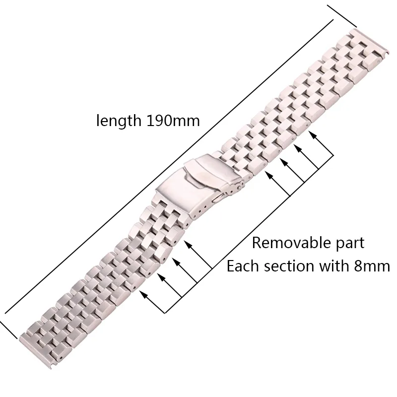 Polished metal black silver Watchband 18mm 19mm 20mm 22mm 24mm Stainless  Steel Watch Band replace Strap Mens Bracelet Solid Link - AliExpress