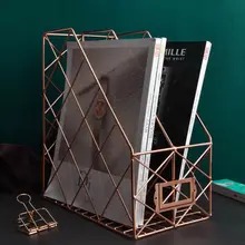 Скандинавские кованые сетки держатель файлов простой двойной слой настольная полка журнал книжный стеллаж для хранения канцелярских принадлежностей для дома и офиса Органайзер