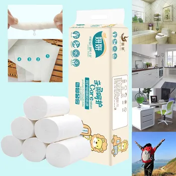 

12pcs Roll Paper Tissue Paper Roll Coreless 4 Layer Native Wood Pulp Toilet Paper Tissuethickened Household Toliet Paper