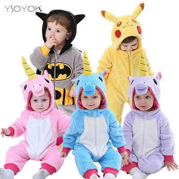 

Baby Cartoon Romper Newborn Hooded Infant Clothing Boy Girl Pajamas Animal Onesie Jumpsuit Unicorn Pikachu Costume Baby Rompers