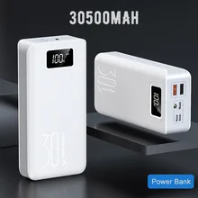 Высокая емкость 30500 мАч Внешний аккумулятор 3 USB светодиодный внешний аккумулятор зарядное устройство для телефона Внешний Аккумулятор быстрое портативное зарядное устройство для xiaomi