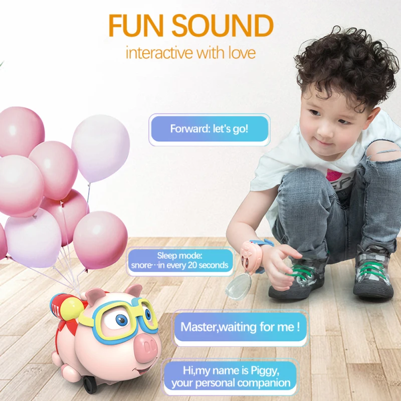 Watch Remote Control Spraying Pig RC Car Toy 2.4G Smart Follow Me Sprint Drift Watch Control Electric RC Pet Pig Boy/Girl Gift