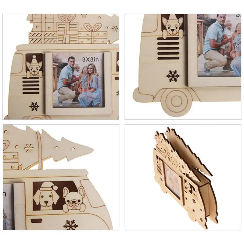 

Wooden Picture Photo Frame with Night Light Christmas Ornaments Home Decoration