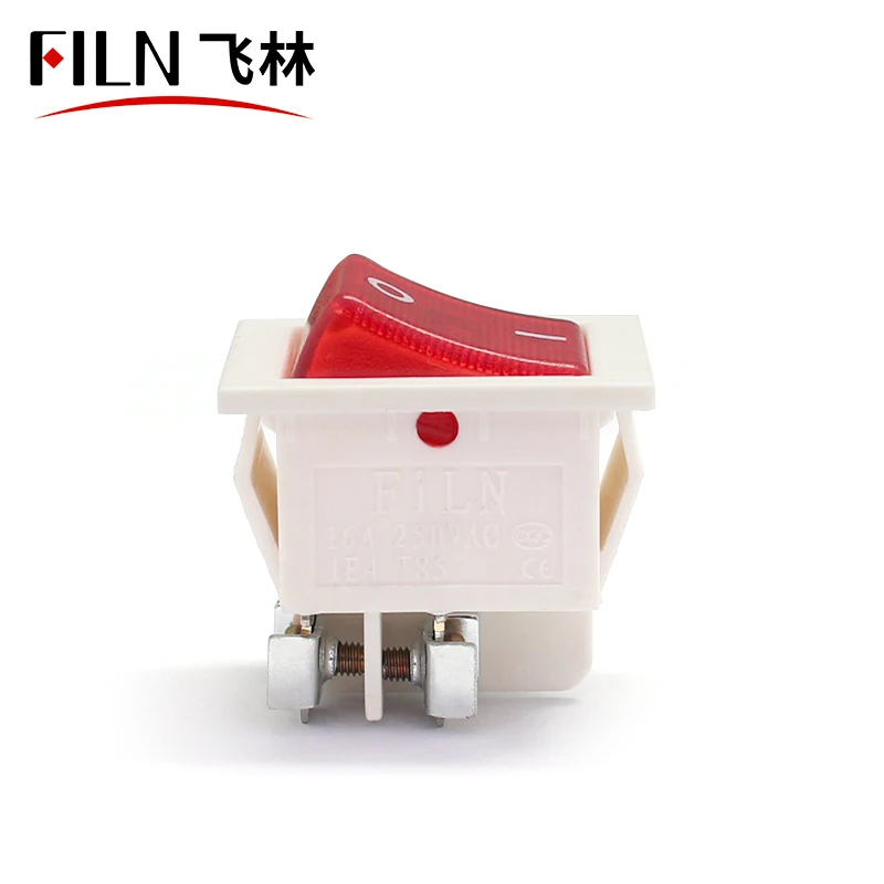 FILN 22x28mm WEISSER Ein/Aus-Schalter 16A/250V 4 Schraubanschlüsse DPST T85 Auto Boot Marine Kippschalter mit LED 220V – Detail 4