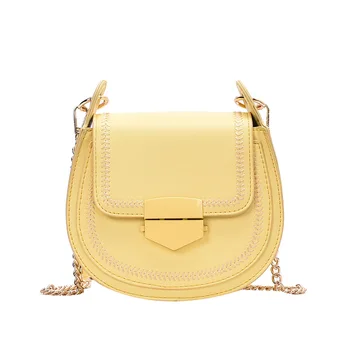 

Fashion Chain PU Leather Crossbody Bags 2020 Summer Simple Shoulder Messenger Saddle Bag Female Mini Handbags and Purses D275