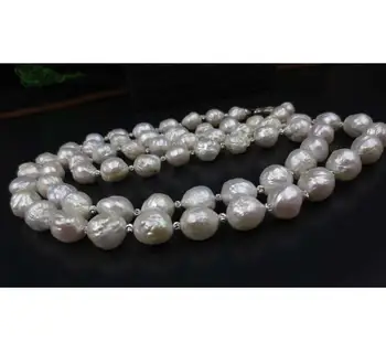 

Jewelry Free Shipping 100cm long 11 - 13MM white FURROW Kasumi pearl necklace