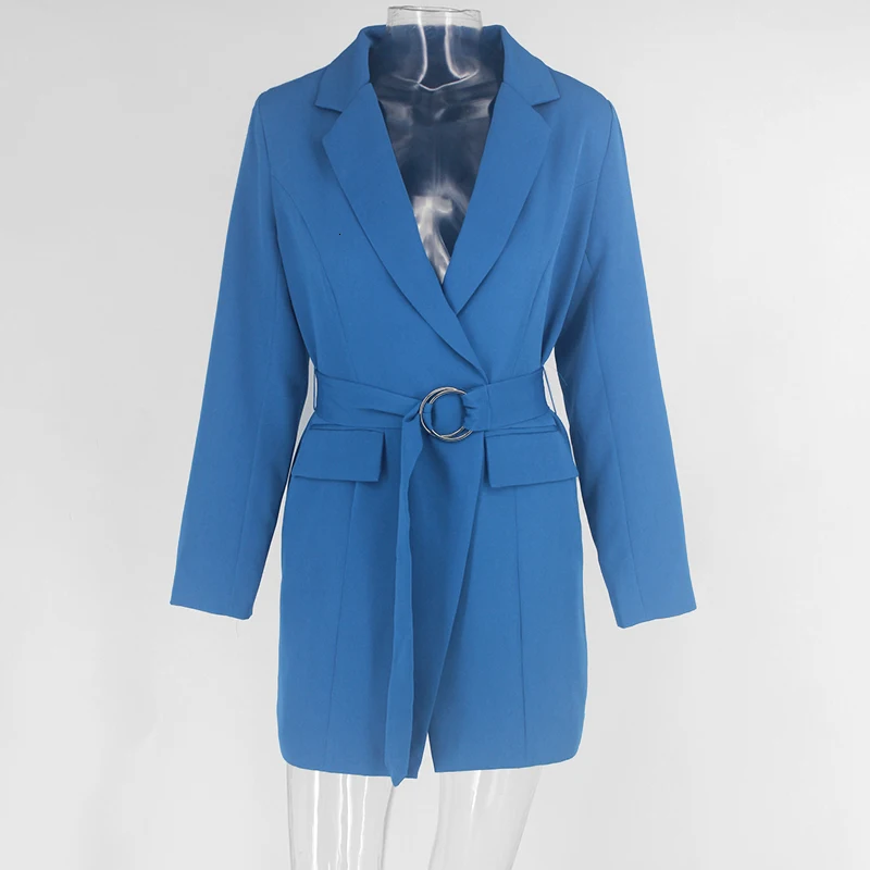 COSYGAL неоновая куртка осень зима двухслойная подкладка сексуальный Длинный блейзер женский пояс на шнуровке клубный Блейзер Женское пальто