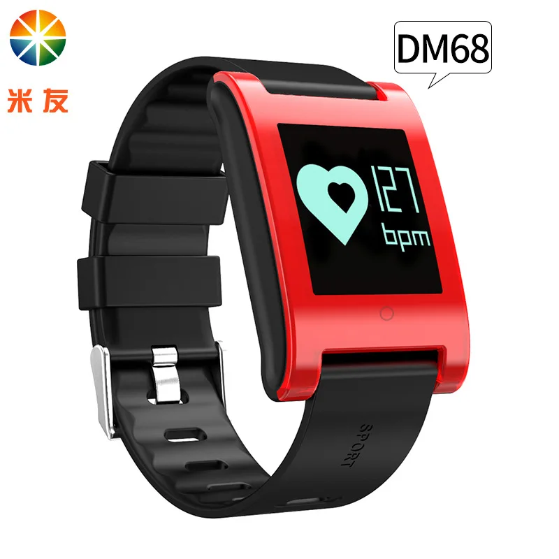 

Cross Border Hot Selling DM68 Smart Bracelet Big Screen Character Blood Pressure Blood Oxygen Sports Step Count Heart Rate Water