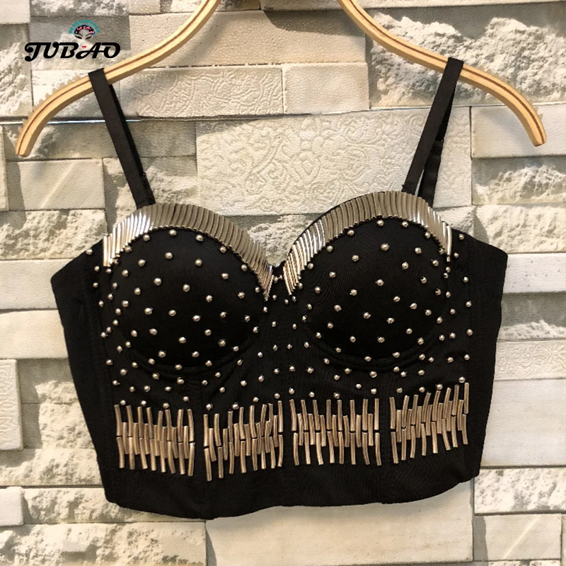 Corselet Черные искусственные топы корсет с бусинами женский сексуальный готический