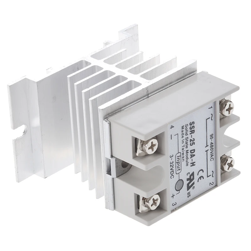 Твердотельные реле SSR-25DA-H 25A 3-32 В DC 90-480 В AC w теплоотвод