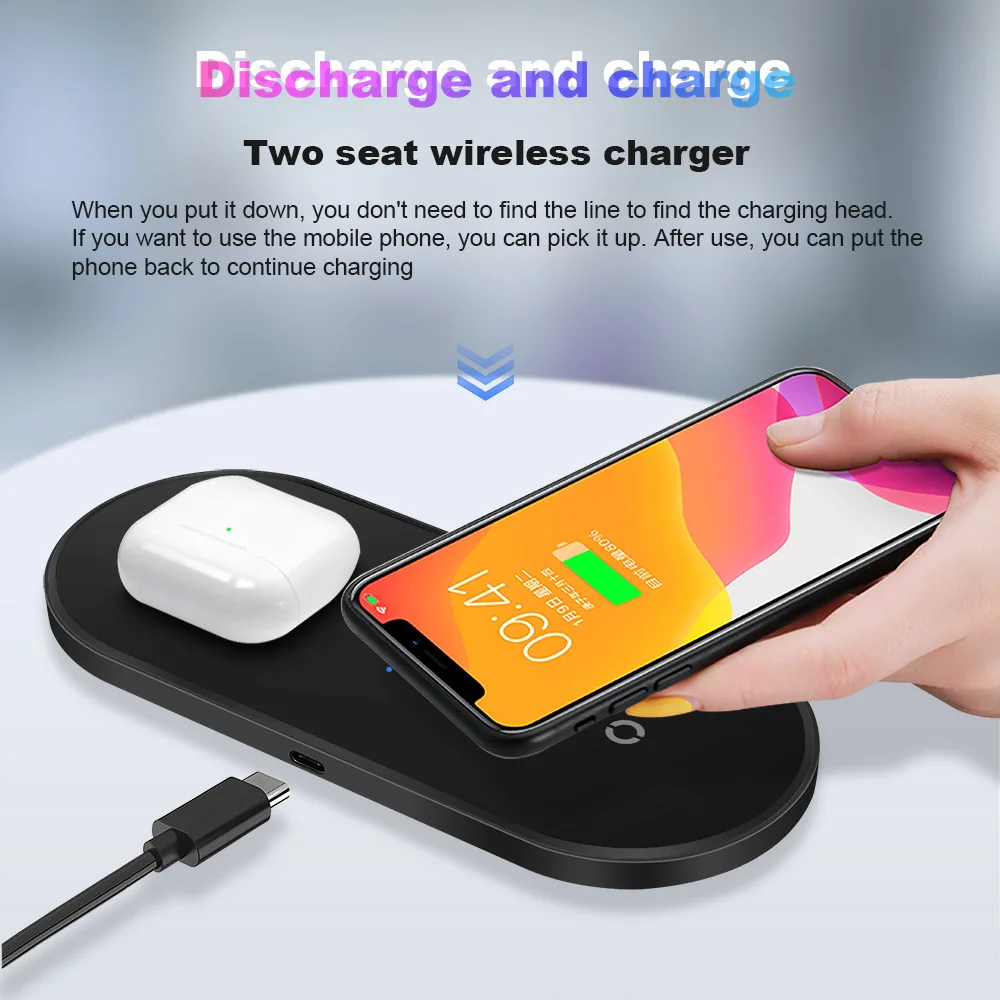 Беспроводное зарядное устройство FDGAO 20 Вт 2 в 1 для Airpods Pro iPhone 11 XS XR X 8 с двойной