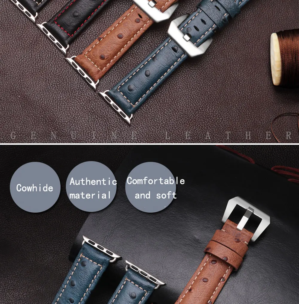 PEIYI Смарт наручные часы, аксессуары для наручных часов Apple iwatch1/2/3/4 кожаный браслет ремешок цвета: черная, синяя, коричневая Браслет замена поясная сумка