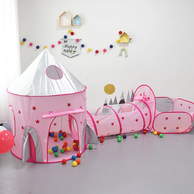 3 In 1 Children Play Tent House Baby Ball Pool Kids Ball Pit Tents With Crawl Tunnel Wigwam Tent For Children's Tunnel Pool 2
