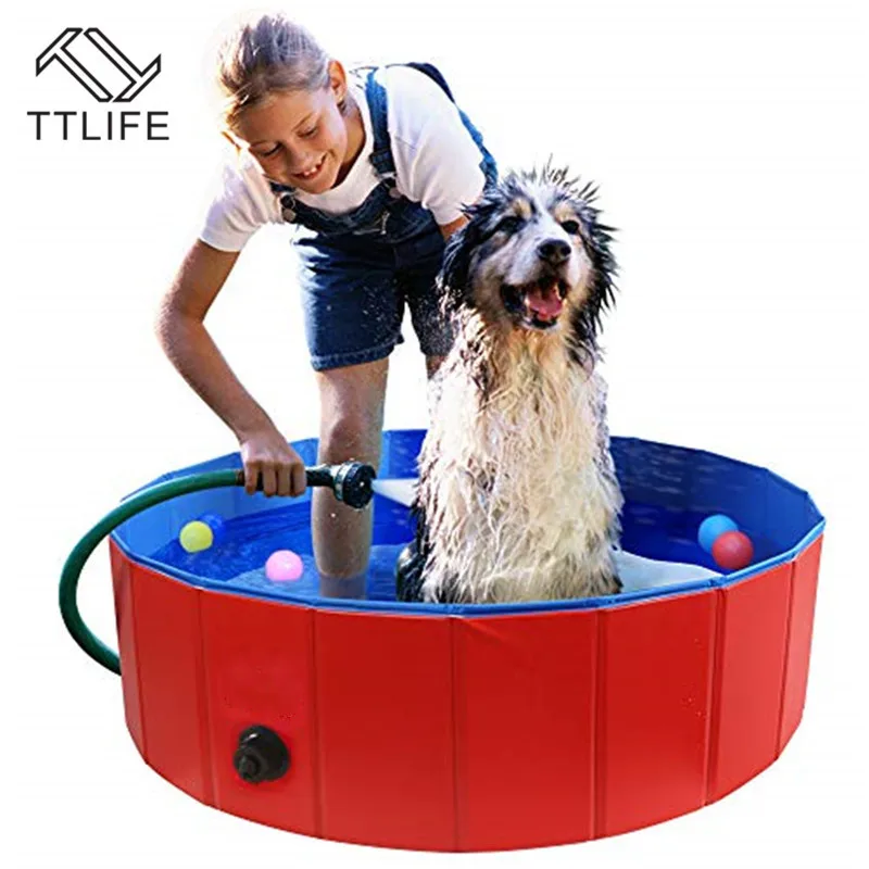 

80X20CM Dog Bathing Tub Collapsible PVC Foldable Pet Swimming Pool Red Blue Durable Summer Bathing Tub for Dogs Pet Supplies