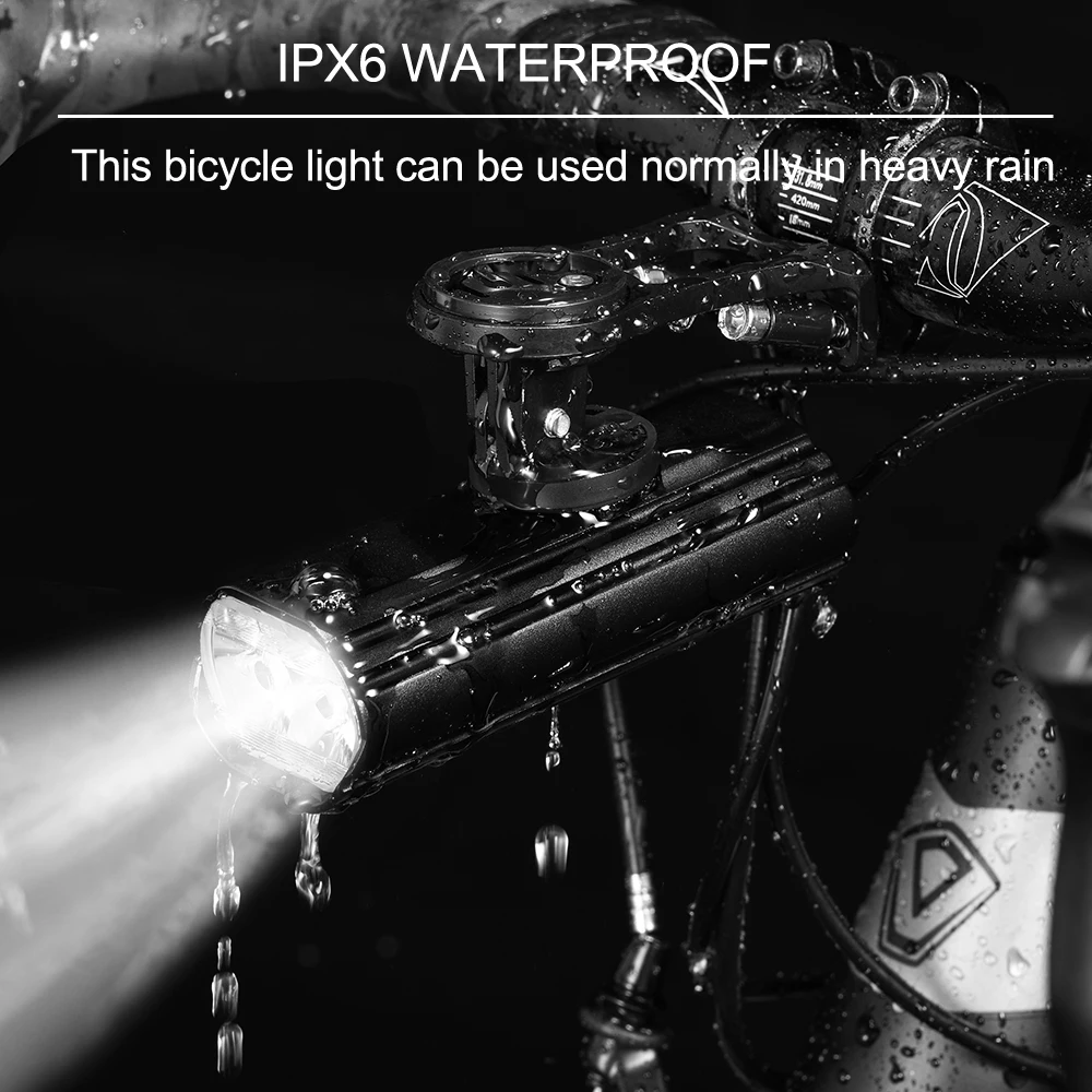 Luz de bicicleta de 1800 lúmenes faro de elevación soporte multifuncional  linterna potente carga USB luz delantera de bicicleta LED Garmin
