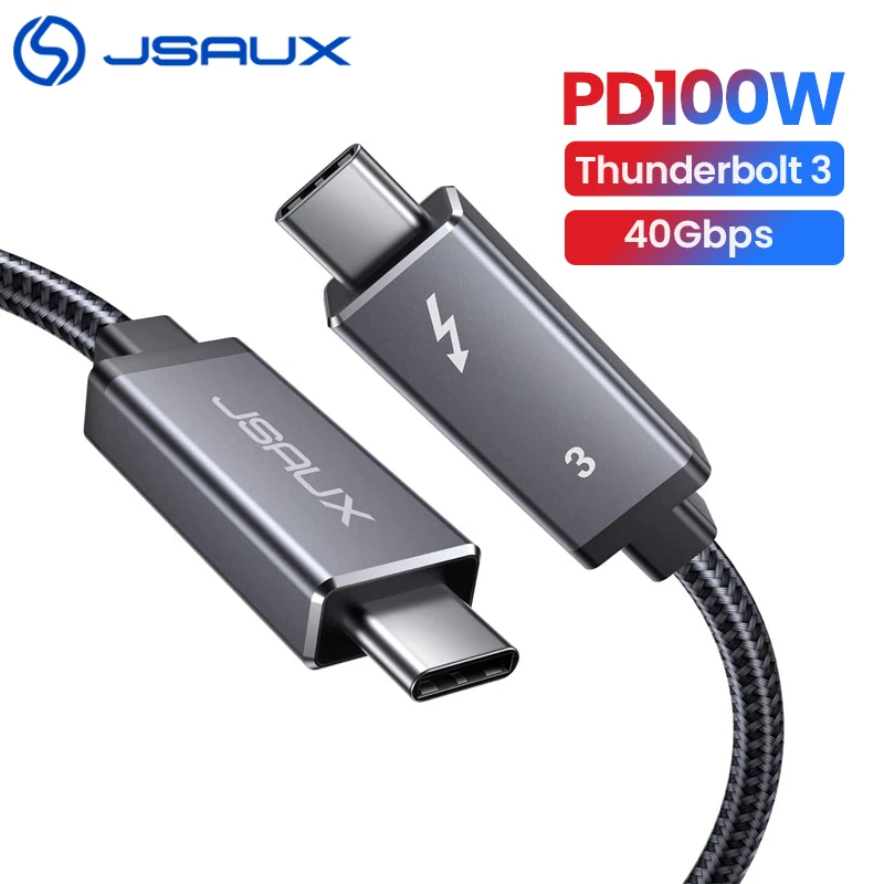 Thunderbolt 3 кабеля Jsaux PD 100W 5A USB C для 40 Гбит/с 5K @ 60 Гц Тип до Быстрый зарядный кабель Macbook