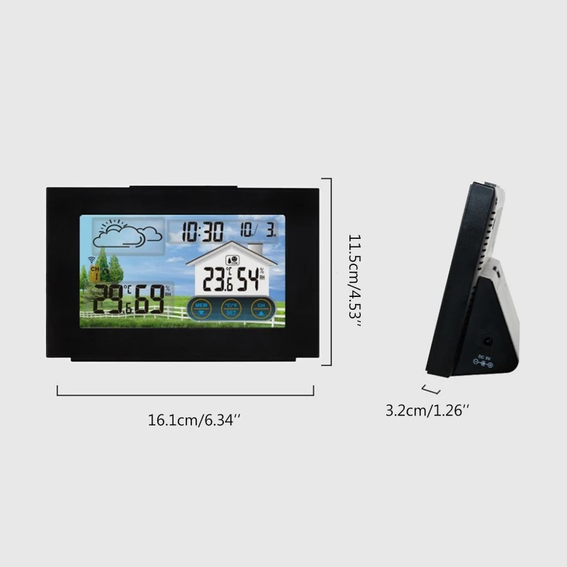 

Weather Station Touch Screen Wireless Temperature Humidity Meter Alarm Clock