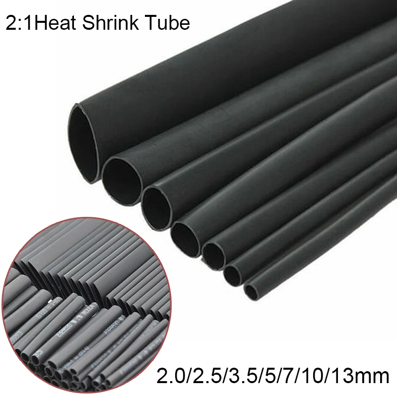 

Black Polyolefin Heat Shrink Tube 2:1 Tubing Sleeve Wrap Wire Cable Kit Diameter 2.0/2.5/3.5/5/7/10/13