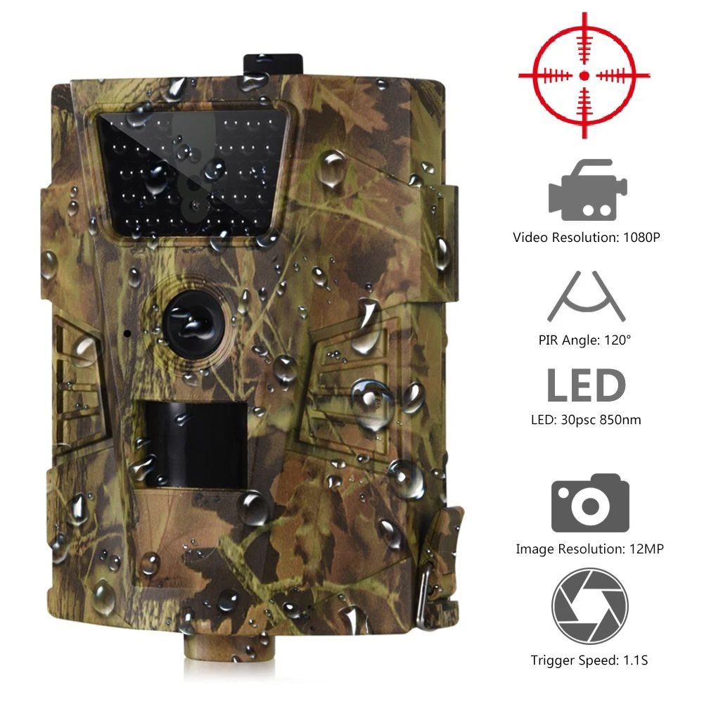 

HD Camera HT-001B Trail Camera 12MP 1080P 30pcs Infrared LEDs 850nm Hunting Camera IP54 Waterproof 120 Degree Angle Wild Camera