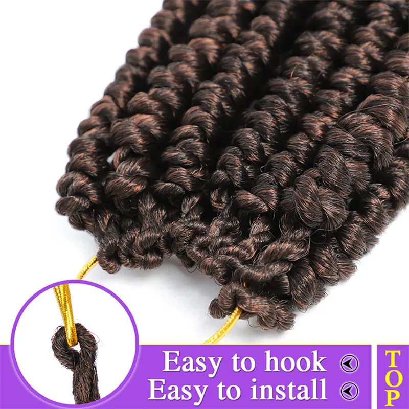 Fluffy 60g Curly End Senegalese Twist Crochet Hair Extensions For Black Woman Synthetic Ombre Braiding Hair Crochet Braid