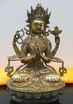 

200MM ANTIQUE Buddhist bronze CHENREZIG Buddha statue