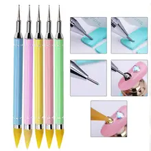 Новые градиентные цветные металлические стержни для ногтей инструмент карандаш для ногтей с двойной головкой сверла мелки игла для цветка Алмазный бисер Ручка