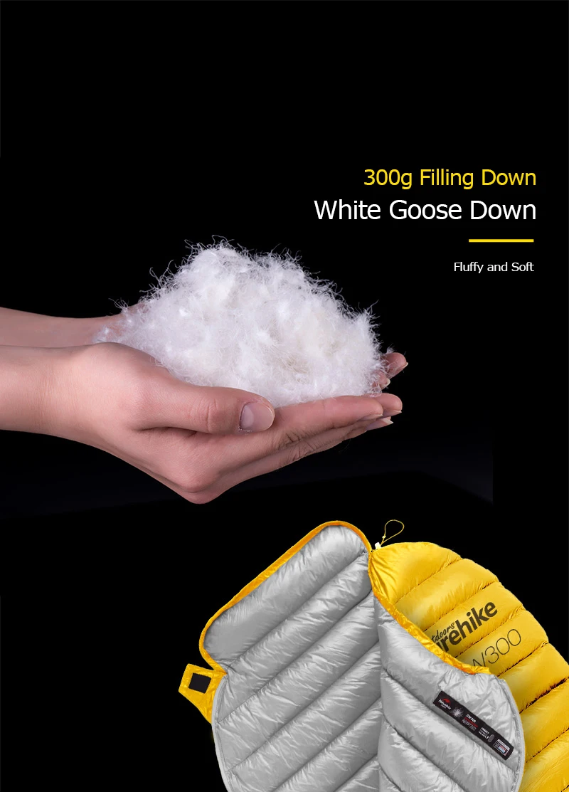 Naturehike NH18S300-D CW300 Легкий 90% белый гусиный пух спальный мешок 750 наполнение питания 3 сезона для кемпинга Пешие прогулки