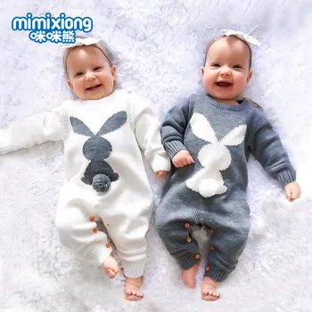 

ins boys' and girls' knitted rabbit jumpsuit fuhuoj