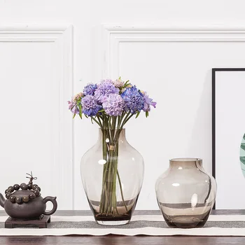 

Colored Glass Vase Creative Small Mouth Glass Bottle Hydroponic Flowers and Plants Utensils Home Decoration