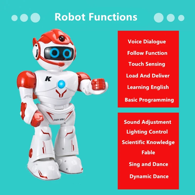 Intelligent Follow Service Robot Voice Dialogue Touch Sensing Delivery Mode Sing And Dance Programming Educational RC Robot Toy 3