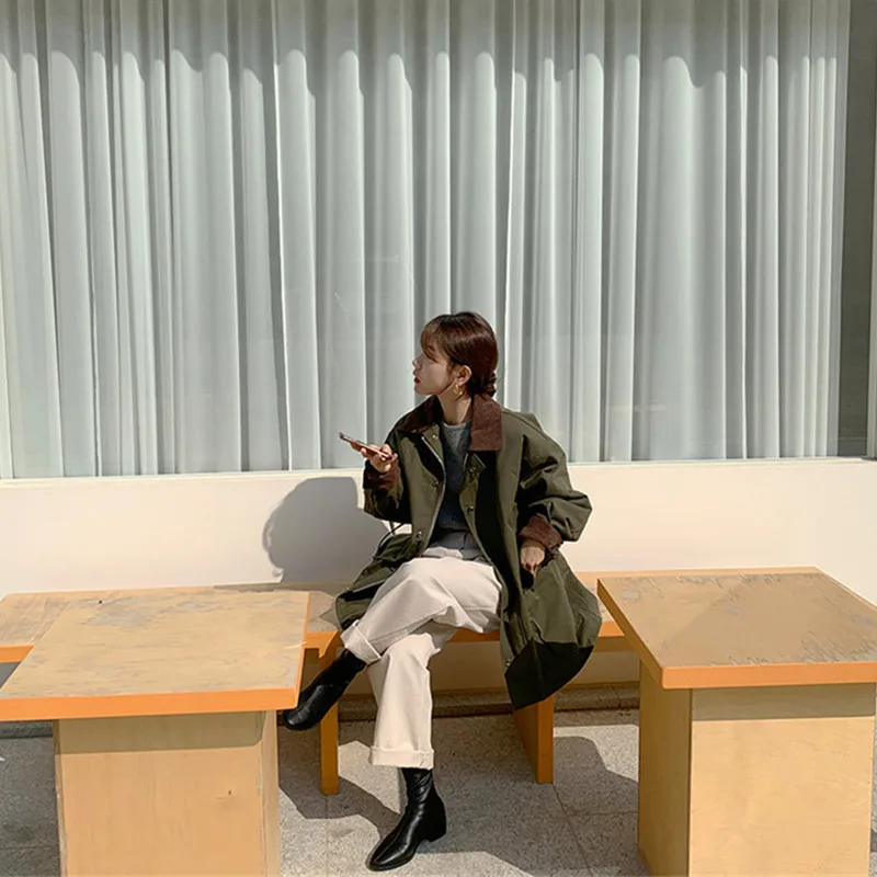 Estilo coreano feminino oversized outono algodão parka