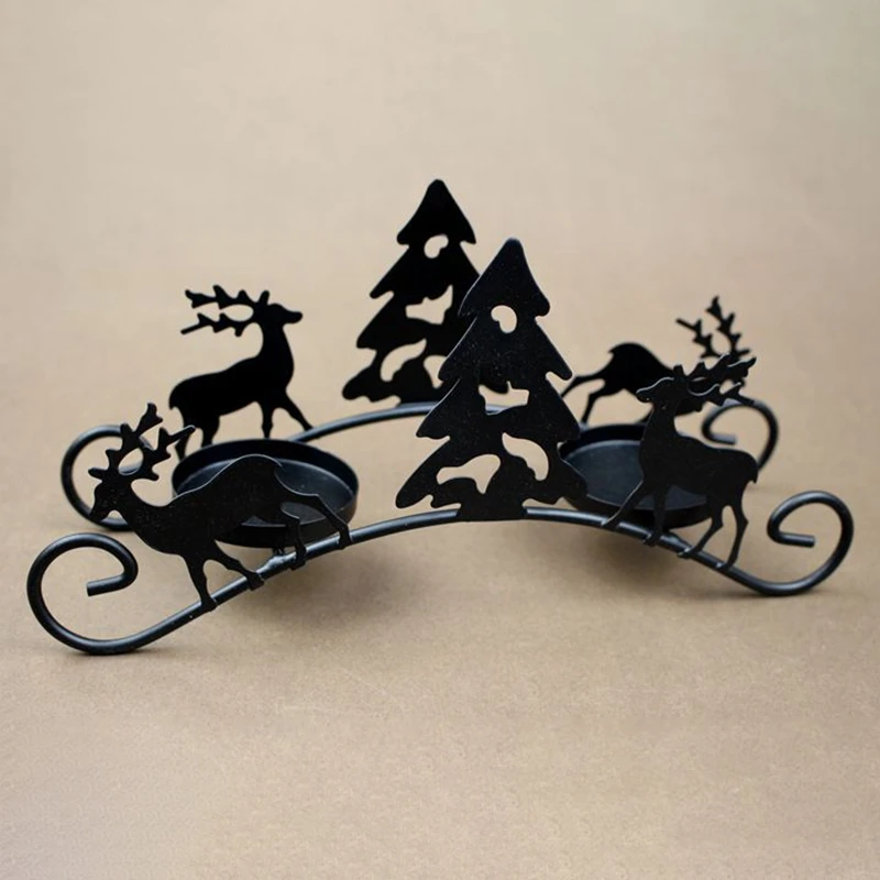 

Christmas Candle Holders Creative European Iron Art Deer Christmas Tree Candlestick Christmas Decorations and Gifts