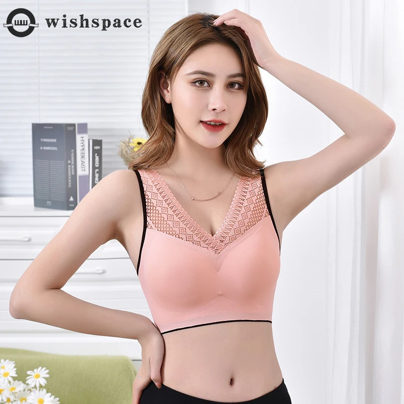 

Lace the Double-breasted Non-trace Beauty Come Back Without Steel Ring Inside Take Sports Vest with Cup Padding Latex Underwear