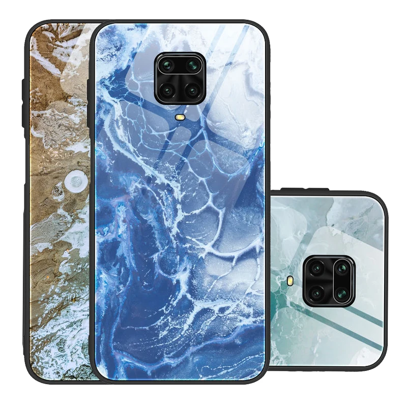 

Xiaomi Redmi Note 9 Pro Case Tempered Glass Phone Case For Redmi Note 9 Pro Note 9 Pro Max Luxury Marble Mirror Protection Cover