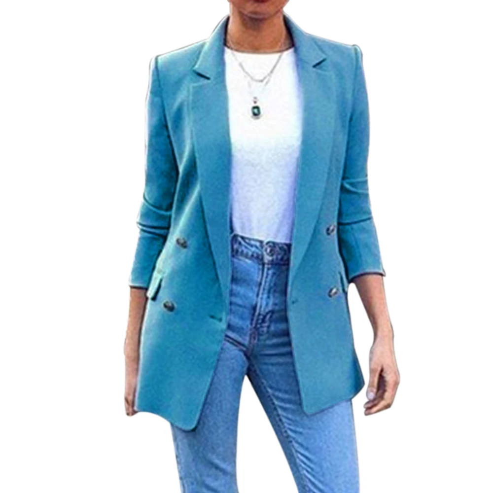 OEAK, весенне-осенние приталенные женские куртки с карманами, Офисная Рабочая куртка, пальто, элегантная деловая Женская куртка, chaquetas mujer invierno - Цвет: Blue B