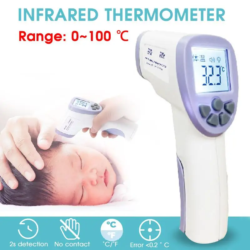 

Handheld Non-contact IR Infrared Body Thermometer Forehead Ear Digital LCD Baby/Adult Temperature Meter C F Backlight 0~100C