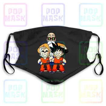 

Mens Anime Dragon Ball Z Master Roshi Little Goku Kulilin Washable Reusable Mask with 2Pcs PM2.5 Filters 5 Layers