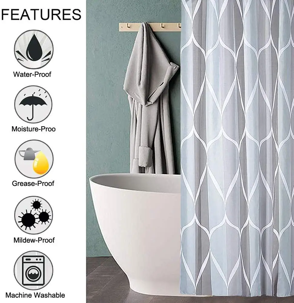 Gray Geometry Pattern Bath Shower Curtain Thickened Polyester Fabric Waterproof Shower Curtains Simple and Modern Curtain