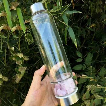 

400ml Fake Crystal Glass Water Bottle Gravel Irregular Stone Healing Drinkware Wand Drink Bottles